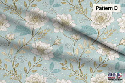 Blue and Gold Floral Fabric Bundle Set - Shop now at American Fabric Prints