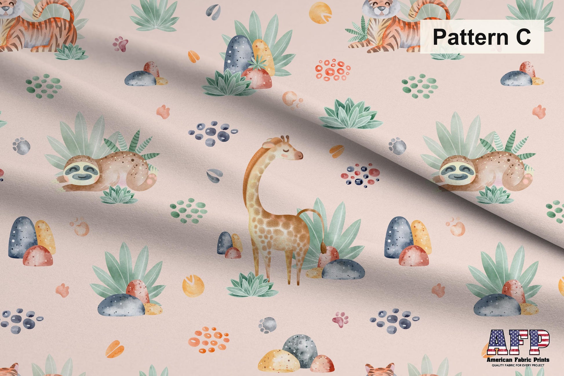 Safari Animals Pink Set. Shop now at American Fabric Prints.