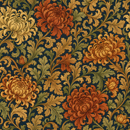 Victorian Chrysanthemum Fabric - Shop now at American Fabric Prints