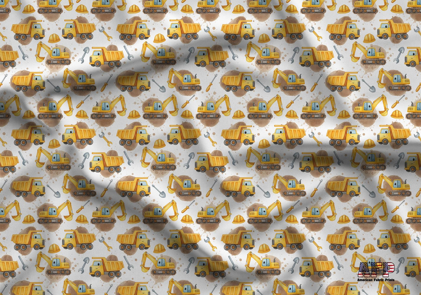 Construction Trucks Fabric - Shop now at American Fabric Prints