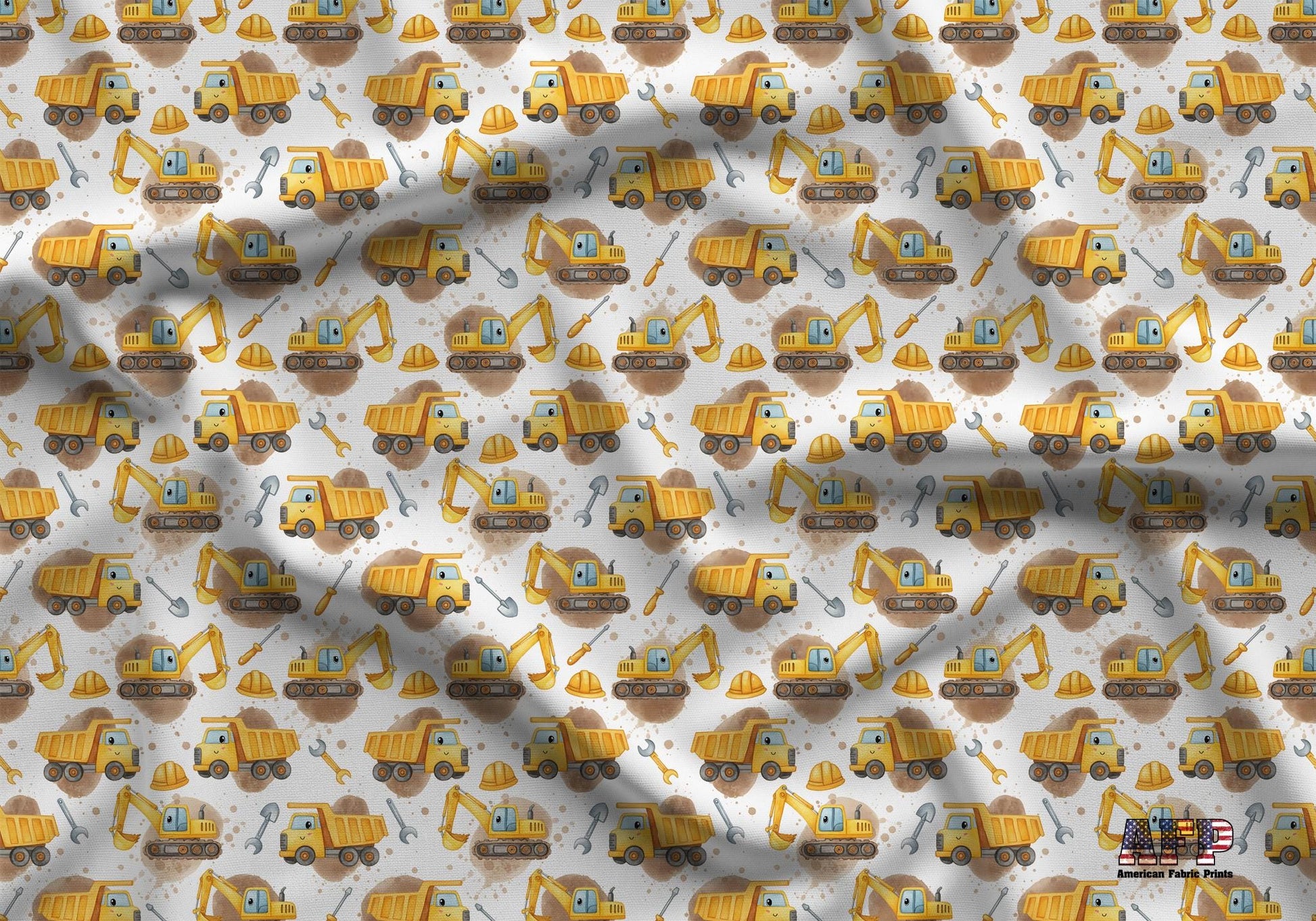 Construction Trucks Fabric - Shop now at American Fabric Prints