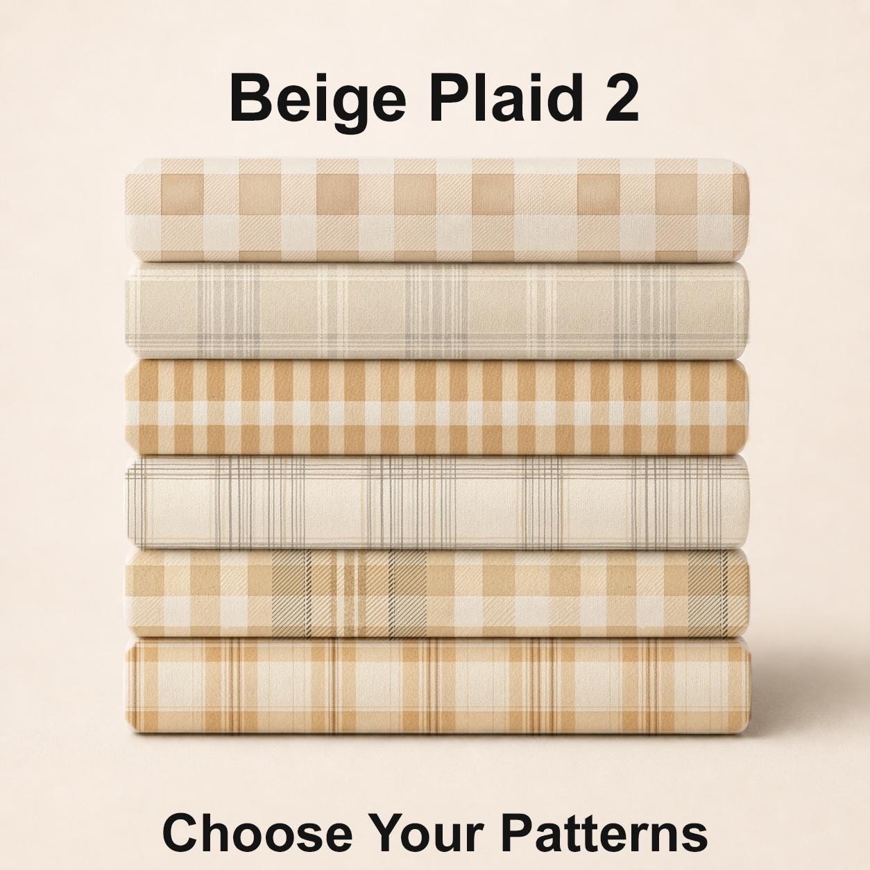 Beige Plaid 2 Fabric Bundle Set - Shop now at American Fabric Prints