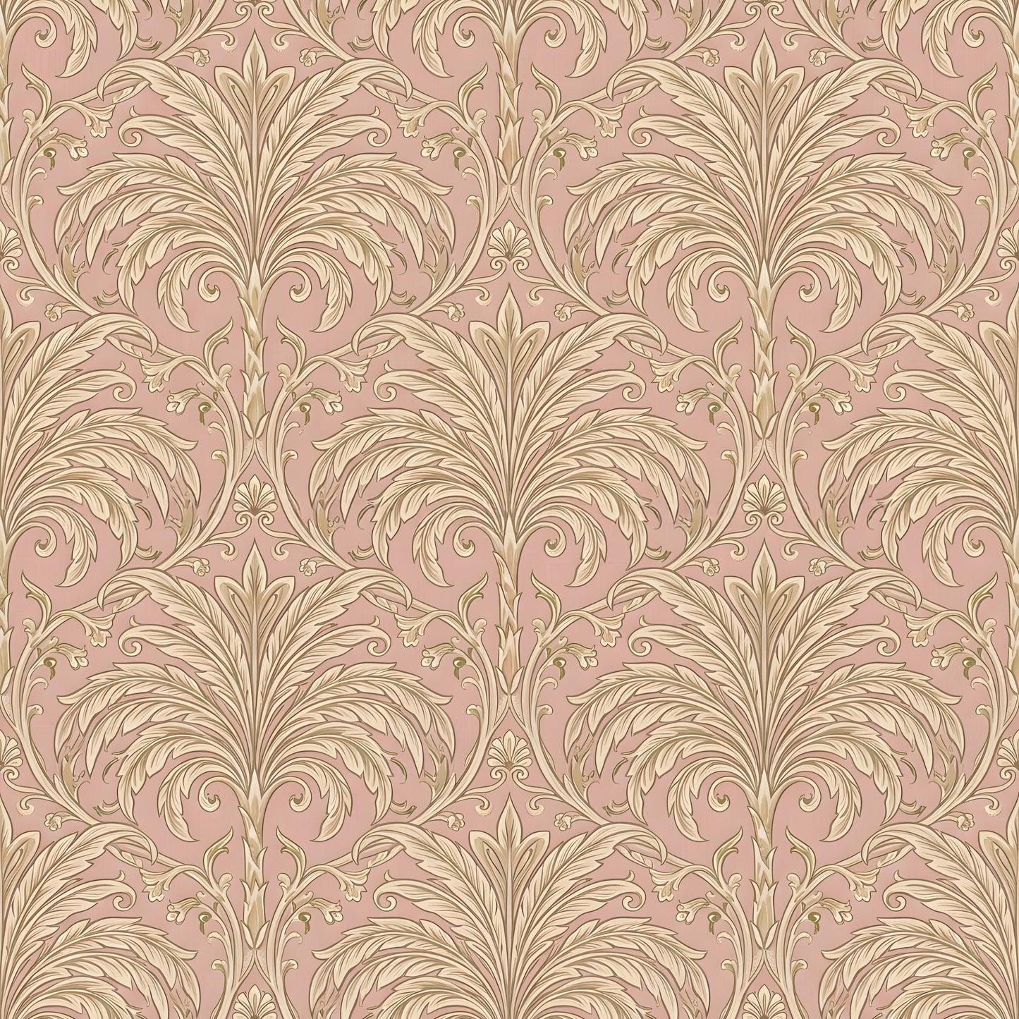 Blush Damask Acanthus Leaf Fabric - Shop now at American Fabric Prints