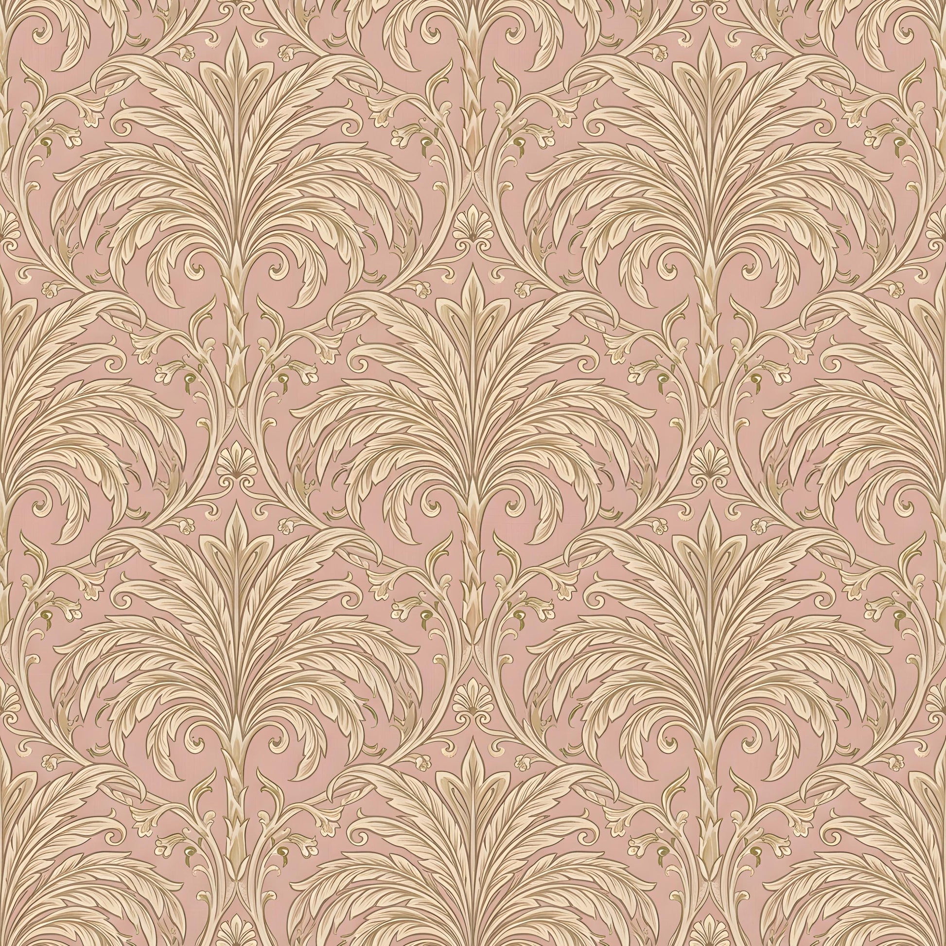 Blush Damask Acanthus Leaf Fabric - Shop now at American Fabric Prints