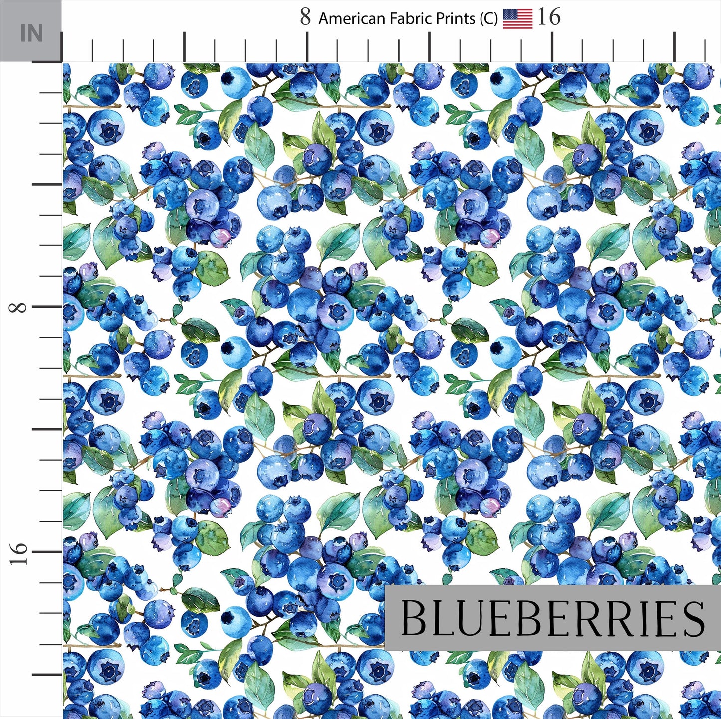 Blueberry Fabric | Premium Cotton Quilt Fabric | Spring Fruit Quilting Cotton | Made in the USA | American Fabric Prints | Blueberry Quilt