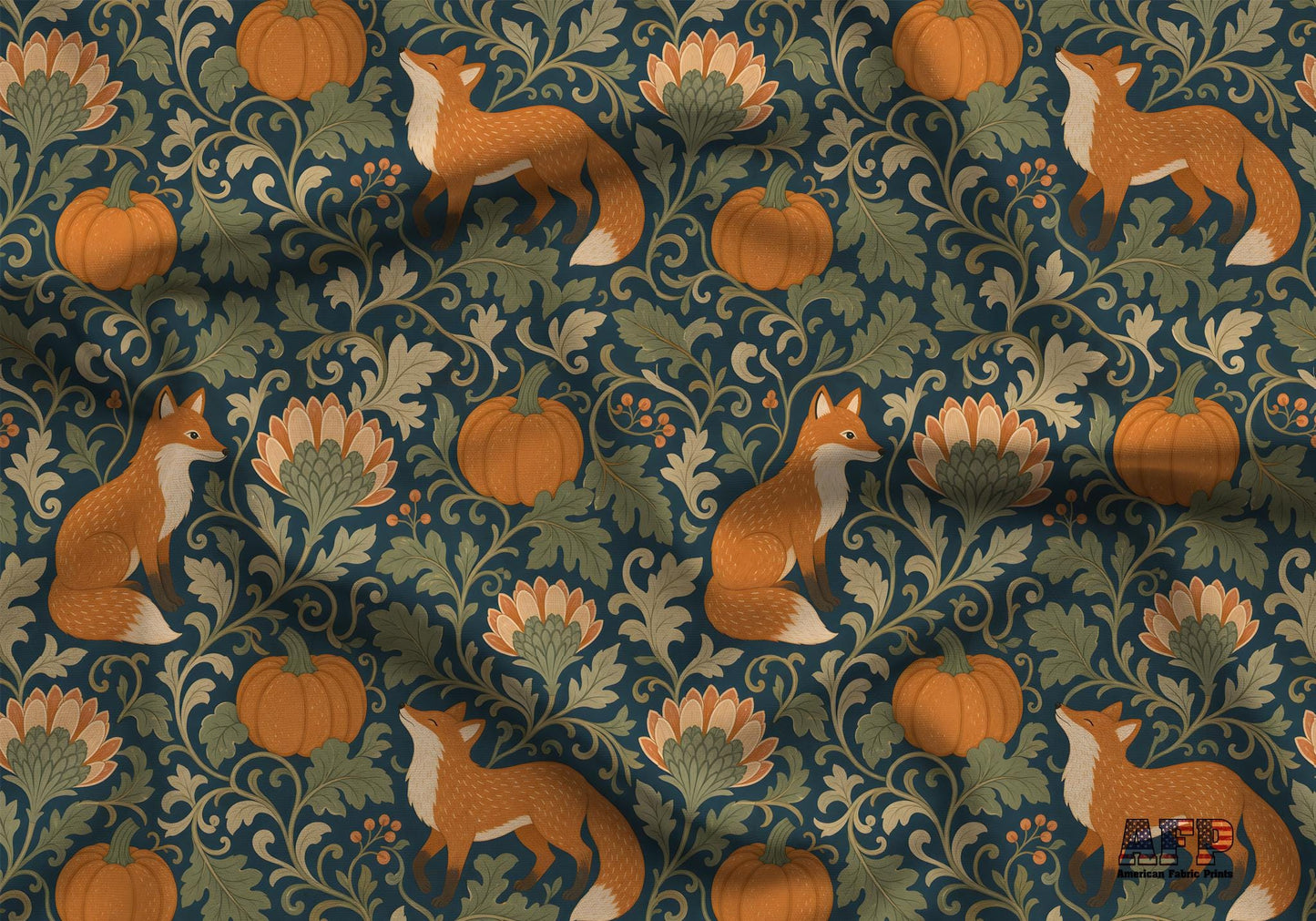 Fox and Pumpkins Fabric - Shop now at American Fabric Prints