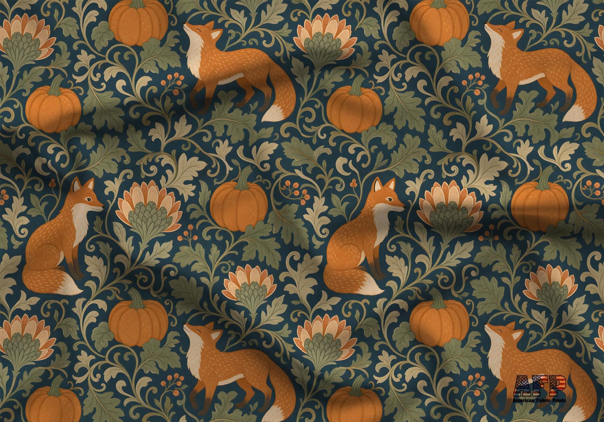 Fox and Pumpkins Fabric - Shop now at American Fabric Prints