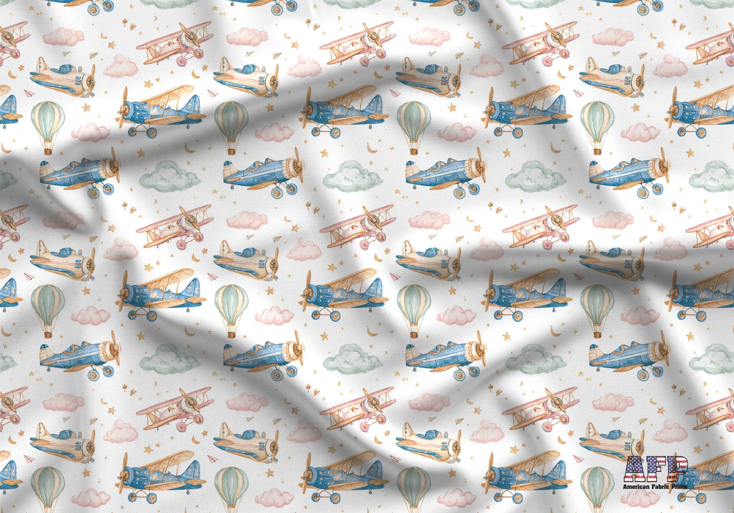 Preppy Nursery Air Planes Fabric - Shop now at American Fabric Prints