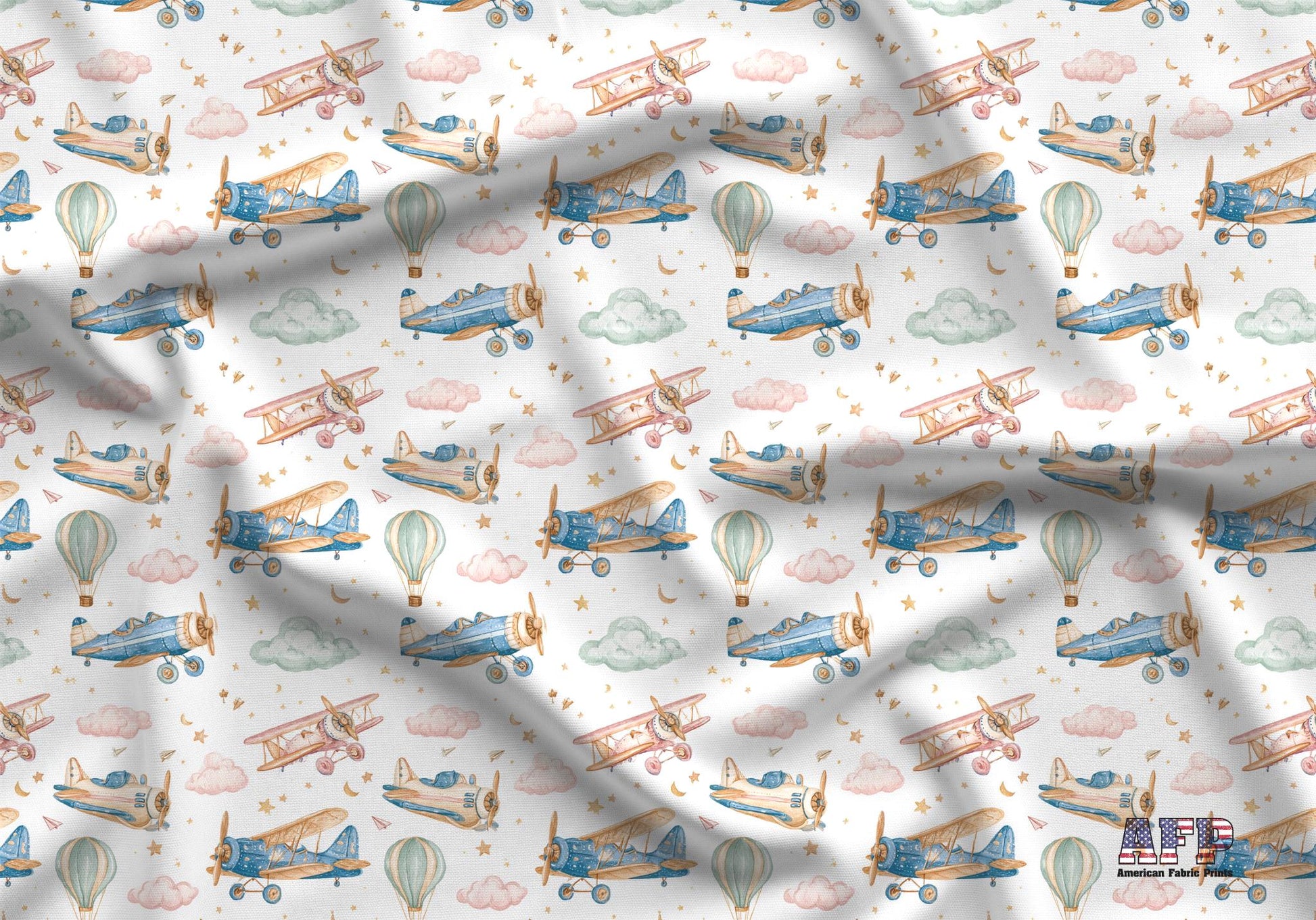 Preppy Nursery Air Planes Fabric - Shop now at American Fabric Prints