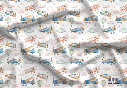 Preppy Nursery Air Planes Fabric - Shop now at American Fabric Prints