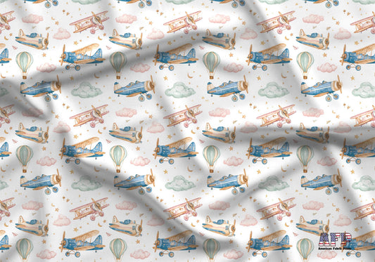 Preppy Nursery Air Planes Fabric - Shop now at American Fabric Prints