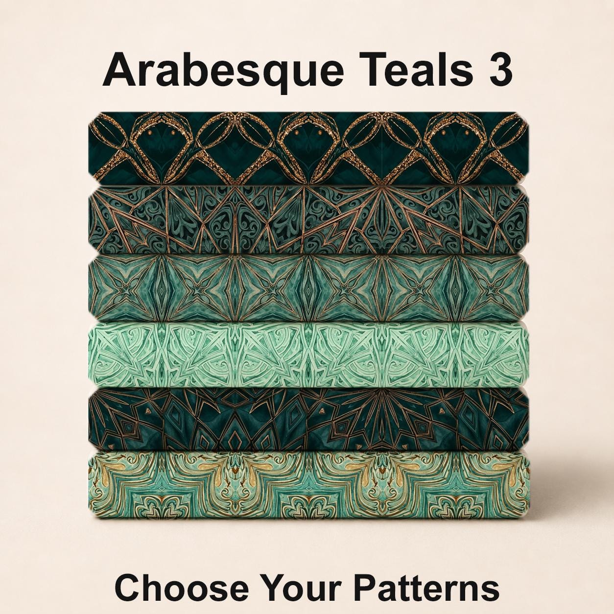 Arabesque Teals 3 Fabric Bundle Set - Shop now at American Fabric Prints
