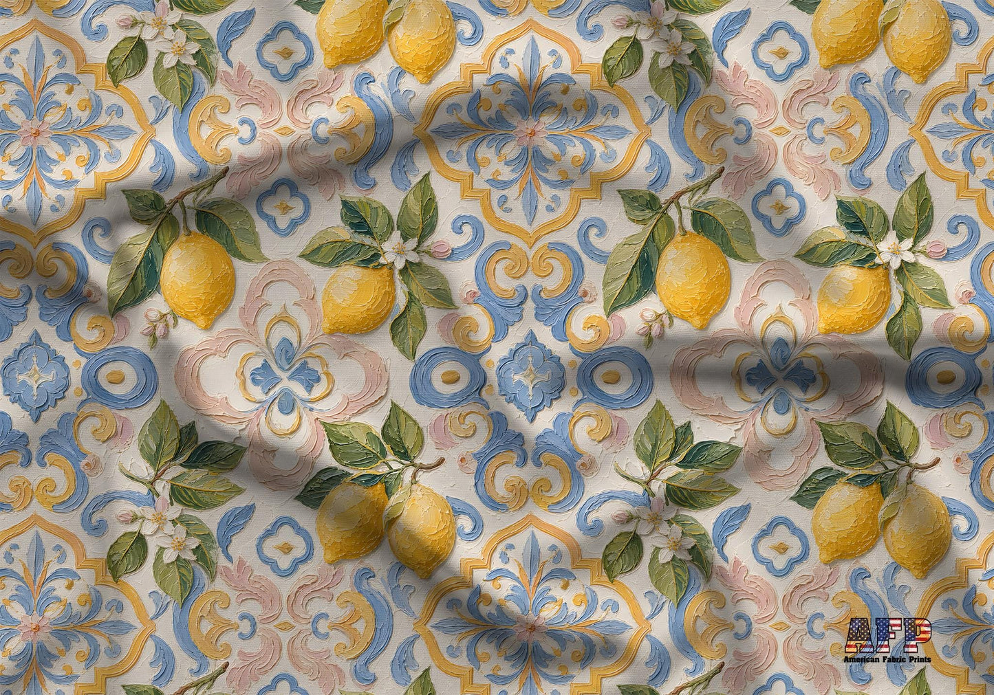 Lemon Tile Art Fabric - Shop now at American Fabric Prints