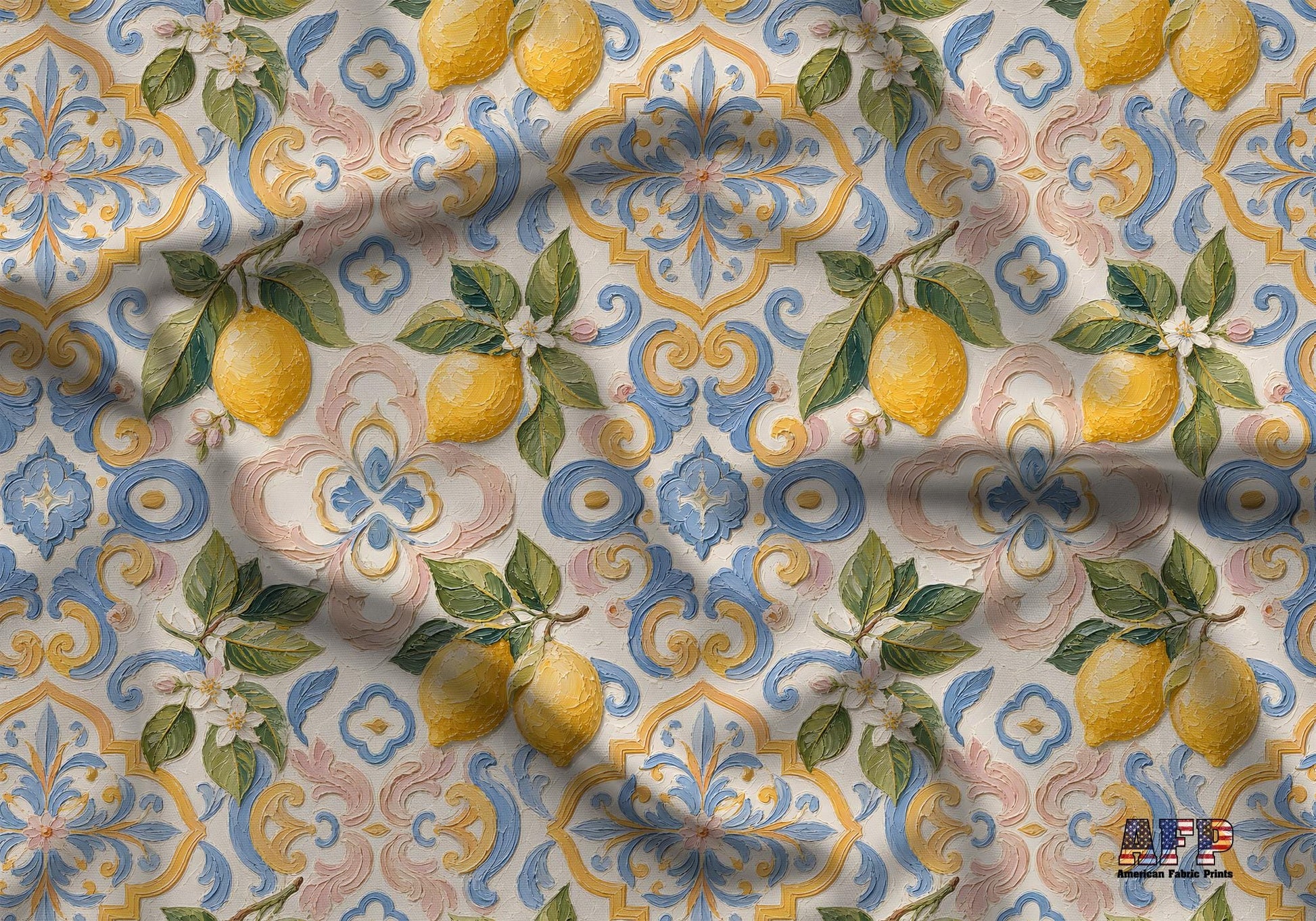 Lemon Tile Art Fabric - Shop now at American Fabric Prints