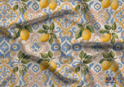 Lemon Tile Art Fabric - Shop now at American Fabric Prints
