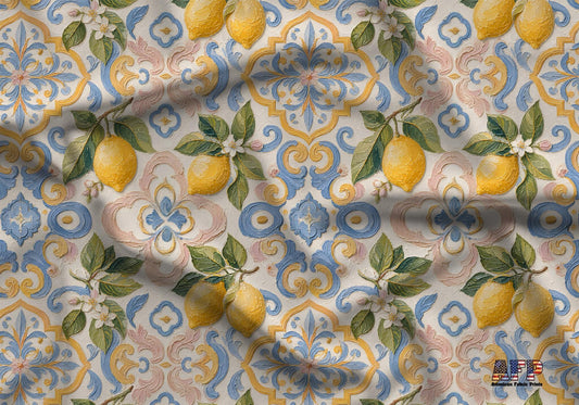 Lemon Tile Art Fabric - Shop now at American Fabric Prints