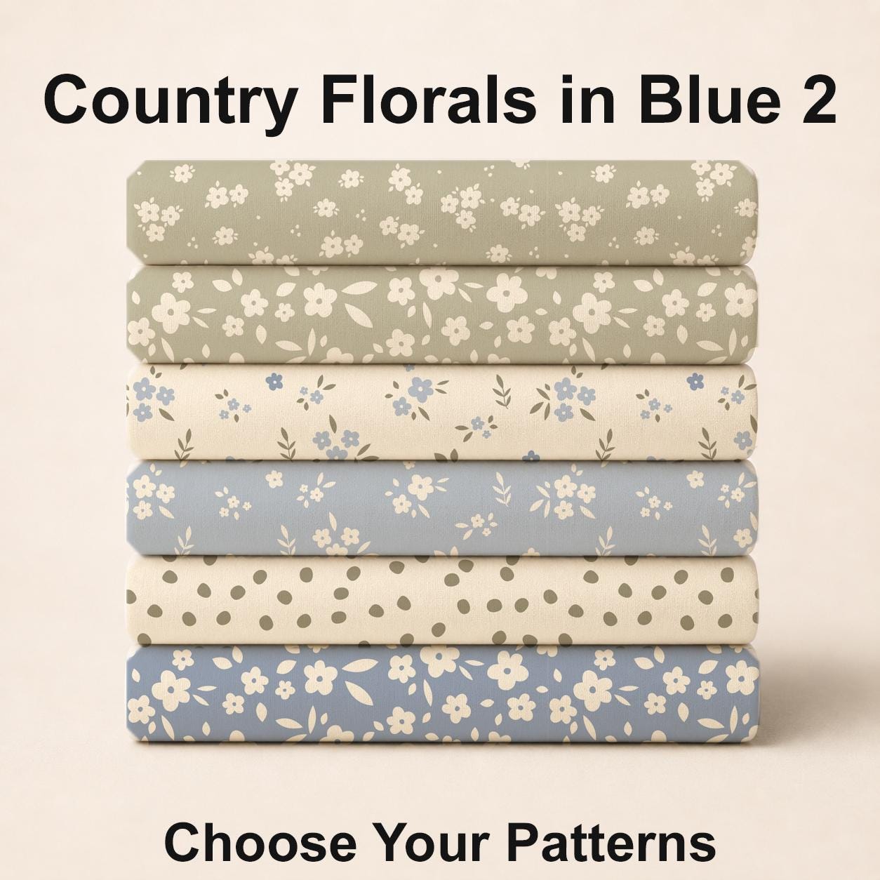 Country Florals in Blue 2 Fabric Bundle Set - Shop now at American Fabric Prints