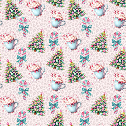 Pink Leopard Print Christmas Fabric - Shop now at American Fabric Prints