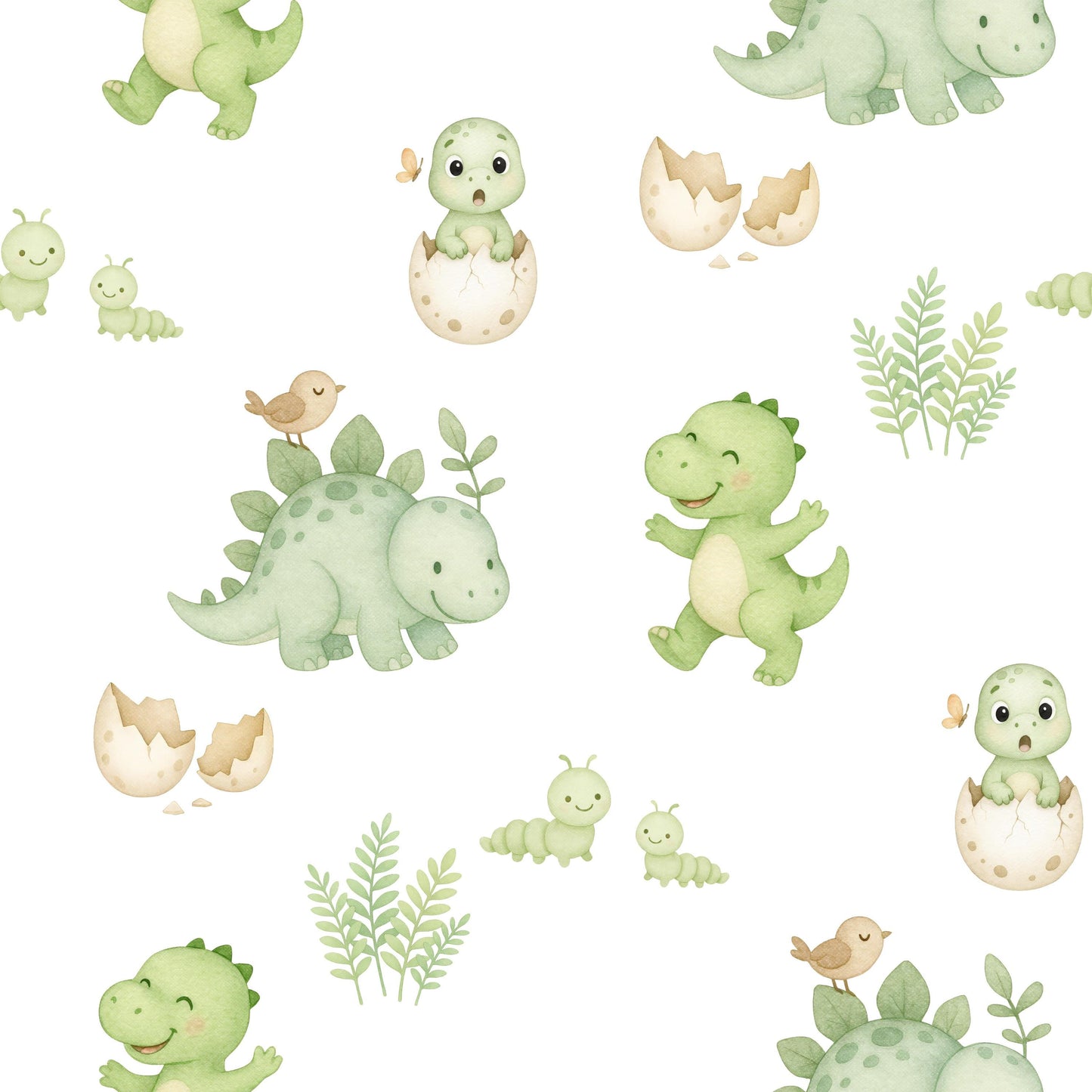 Green Baby Dinosaurs Fabric - Shop now at American Fabric Prints