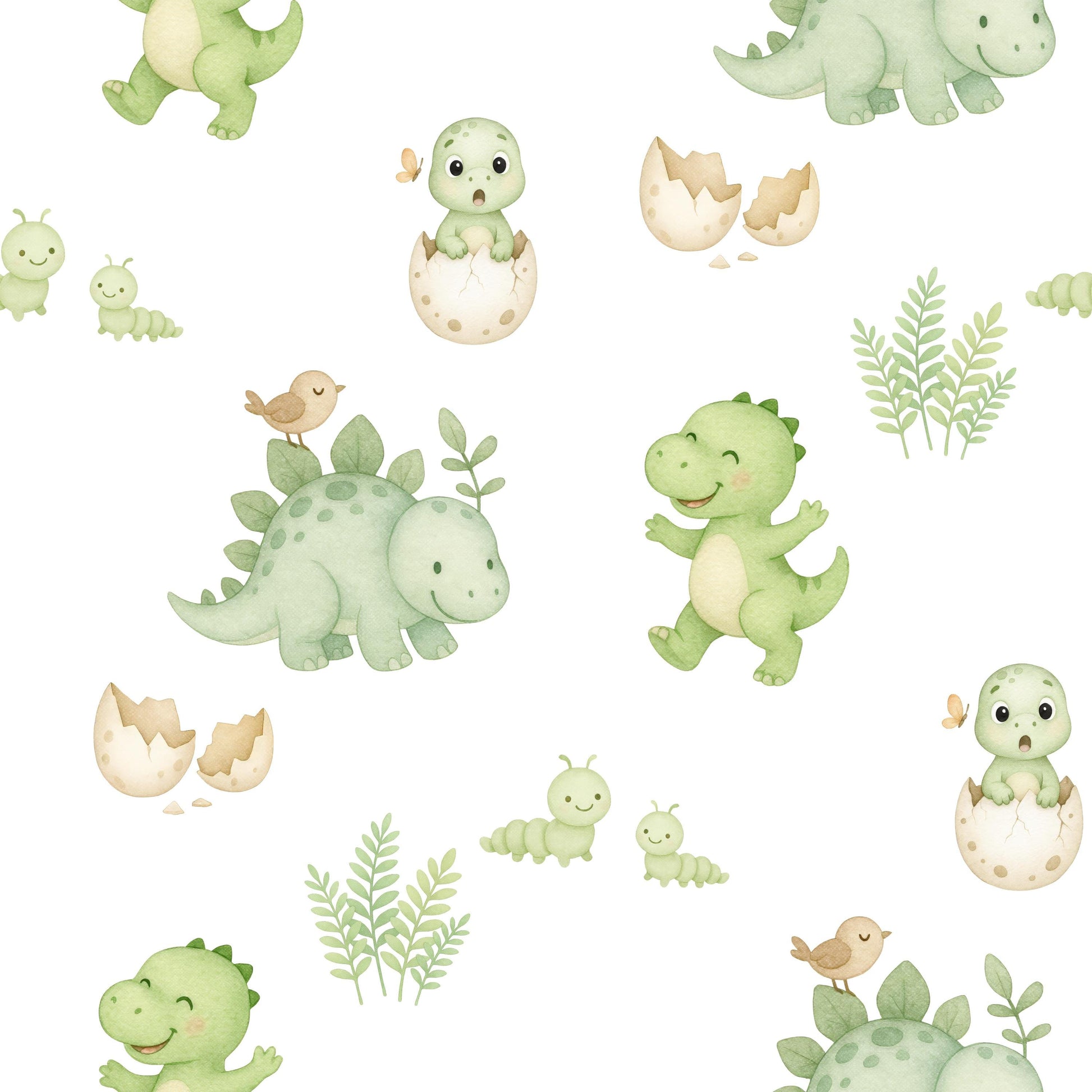 Green Baby Dinosaurs Fabric - Shop now at American Fabric Prints
