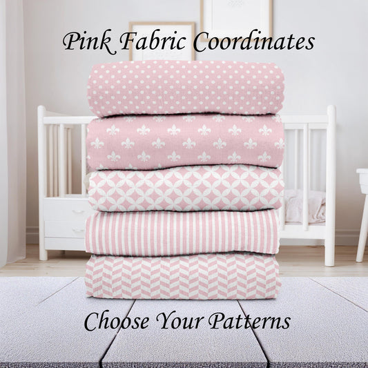 Pink Fabric Coordinates | Pink Nursery Fabric | Pink Quilt Fabric | Victorian Pink Cotton | Nursery Fabric | by American Fabric Prints