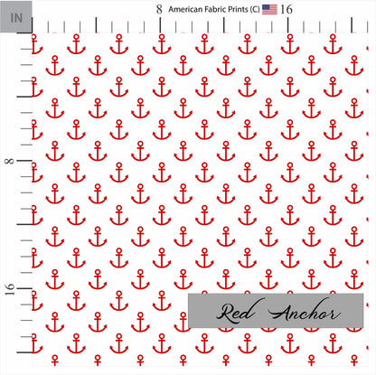 Red Nautical Anchor Quilt Fabric | Premium Cotton Quilt Fabric | Nautical Pattern | Made in the USA | American Fabric Prints | Navy Quilt