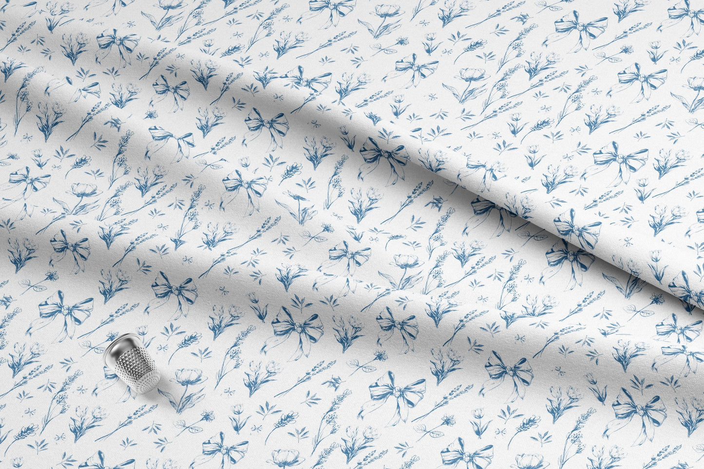 Blue Nursery Toile Fabric. Made in the USA. Shop now at American Fabric Prints.