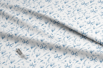 Blue Nursery Toile Fabric. Made in the USA. Shop now at American Fabric Prints.