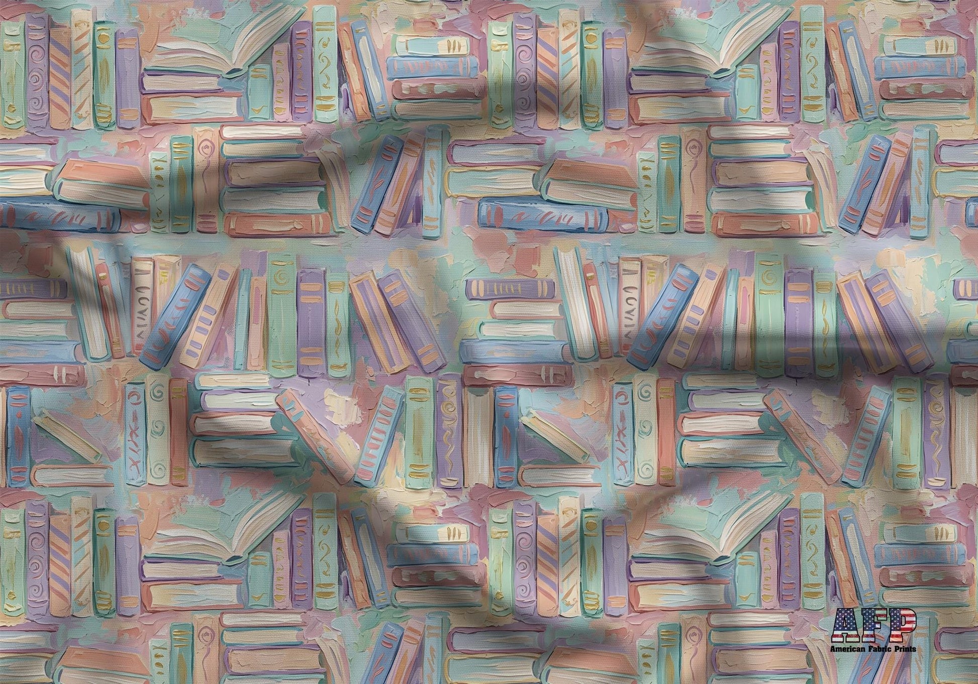 Pastel Books Fabric - Shop now at American Fabric Prints