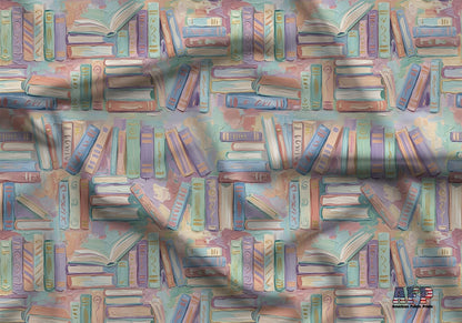 Pastel Books Fabric - Shop now at American Fabric Prints