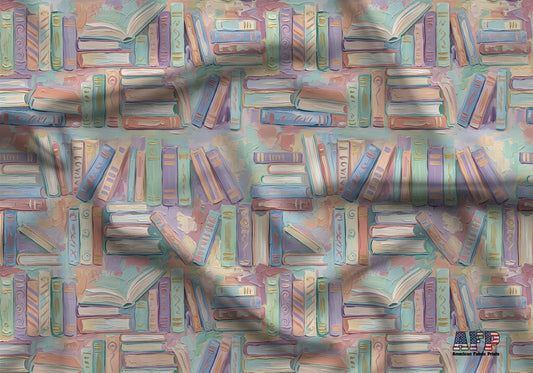 Pastel Books Fabric - Shop now at American Fabric Prints