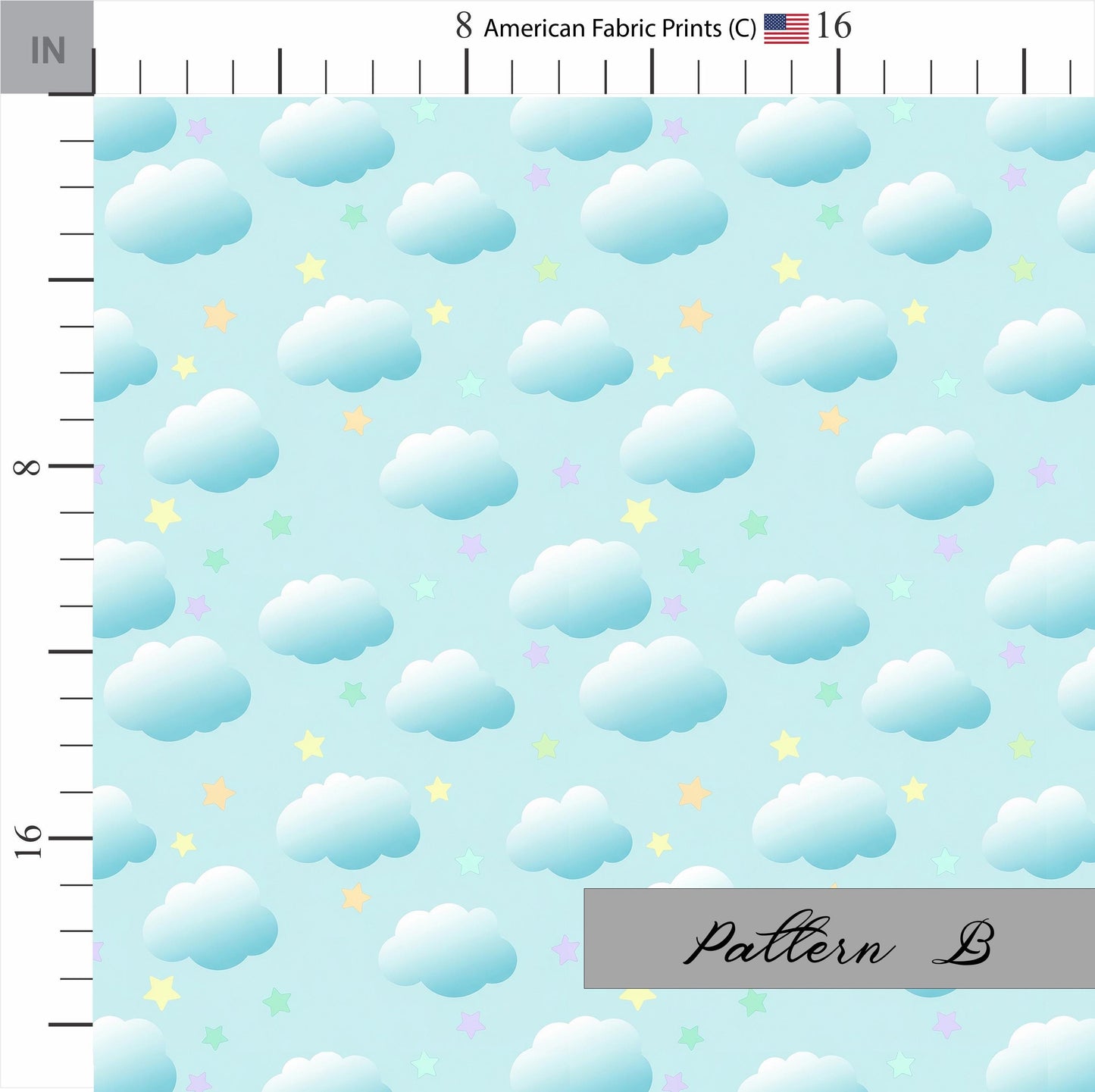 Clouds and Stars Cotton Fabric. Shop now at American Fabric Prints.