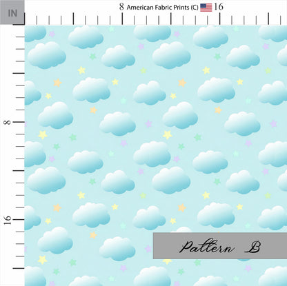 Clouds and Stars Cotton Fabric. Shop now at American Fabric Prints.