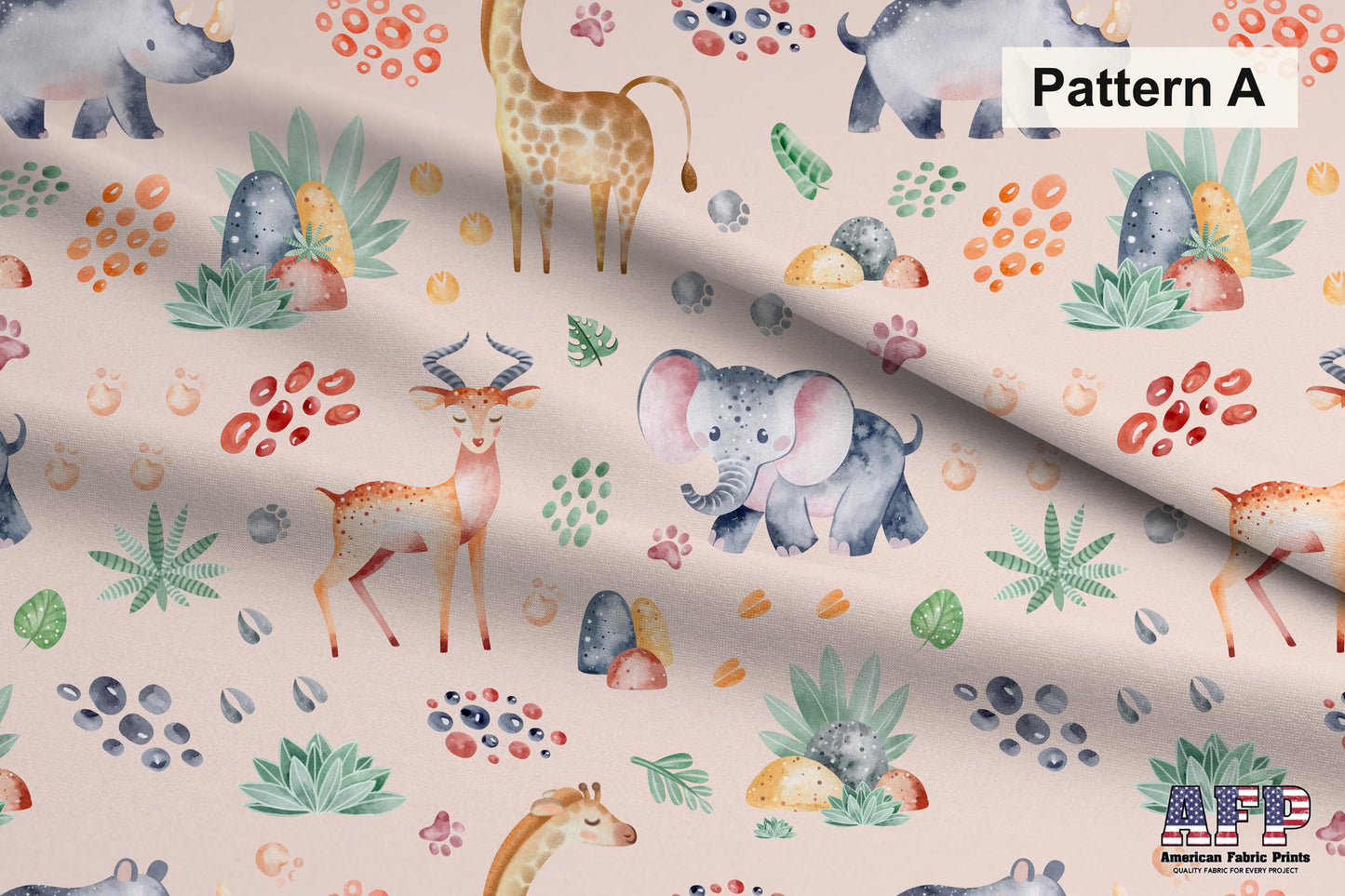 Safari Animals Pink Set. Shop now at American Fabric Prints.