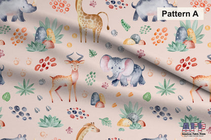 Safari Animals Pink Set. Shop now at American Fabric Prints.