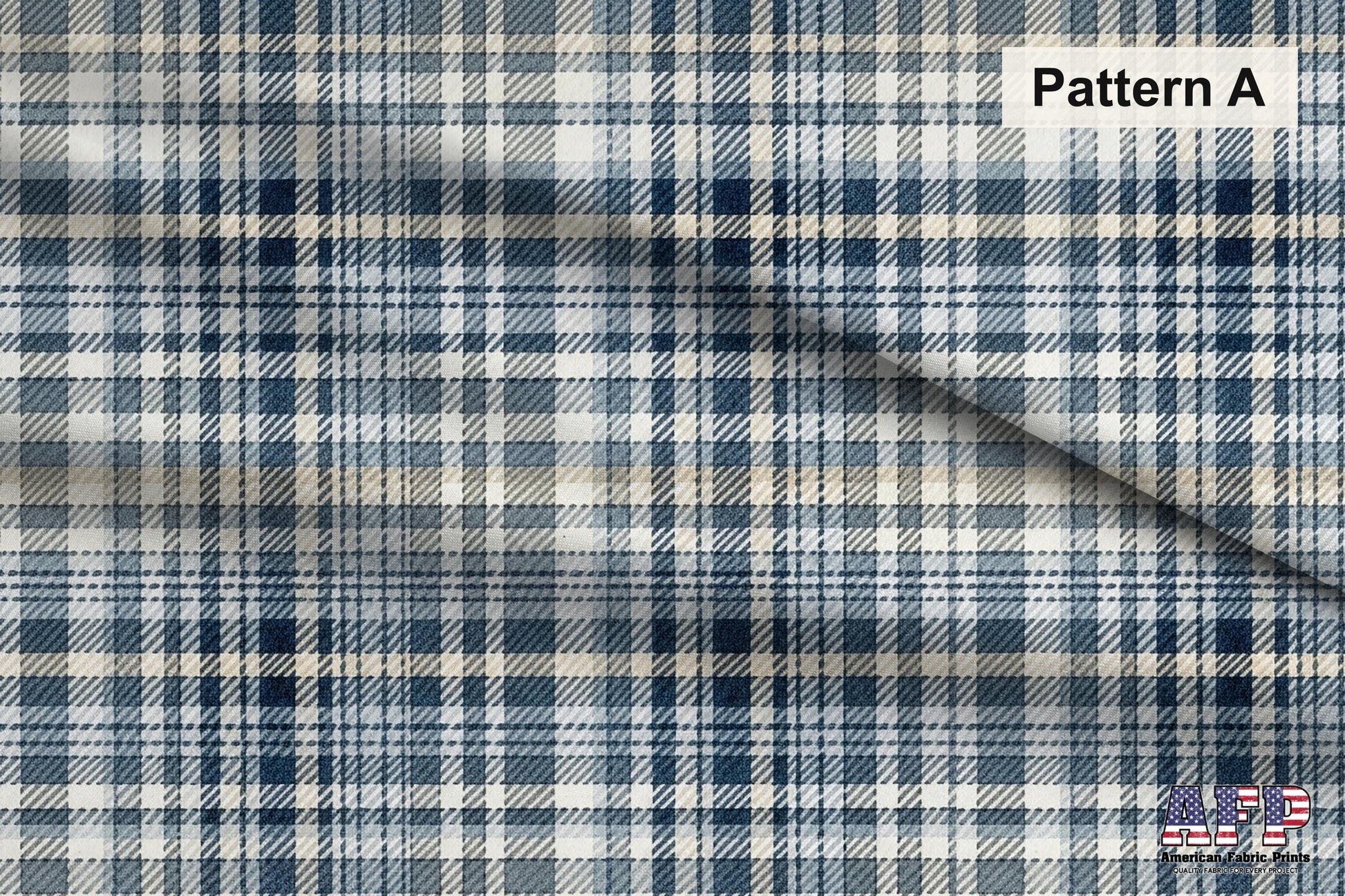 Blue and Beige Plaid 3 Fabric Bundle Set - Shop now at American Fabric Prints