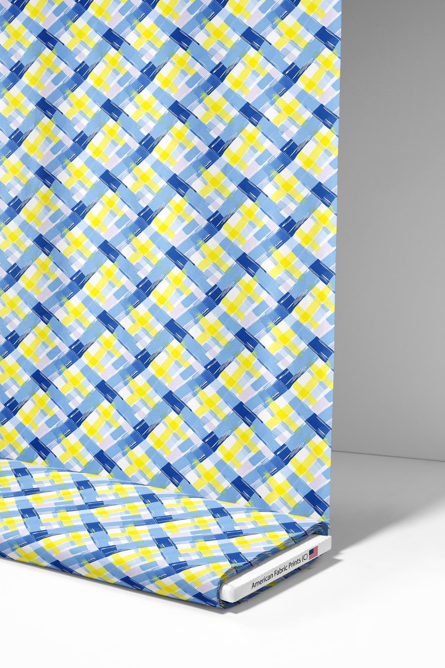 Pastel Lemon Plaid Fabric - Shop now at American Fabric Prints