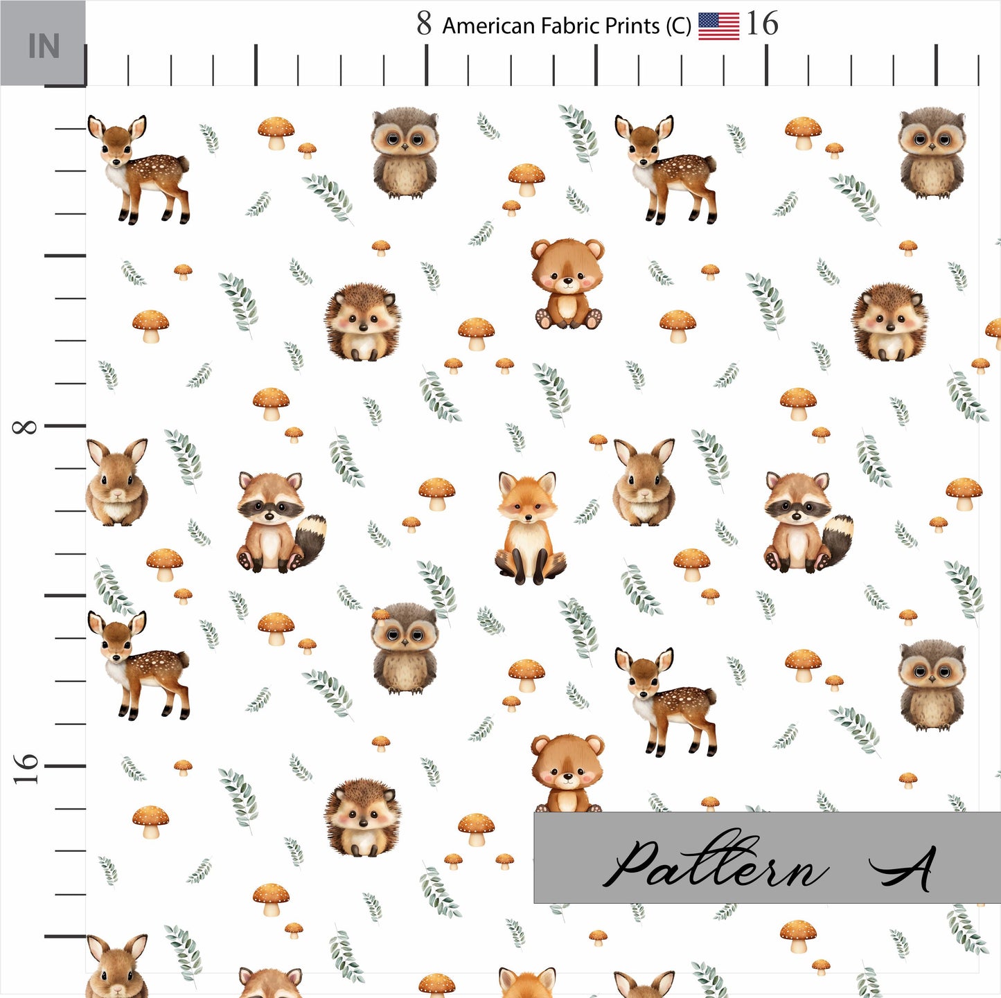 Woodland Animals Fabric | Sage Green | Gender Neutral Quilt Fabric | Forest Animals | Nursery Fabric | Baby Fabric | Cotton Fabric |
