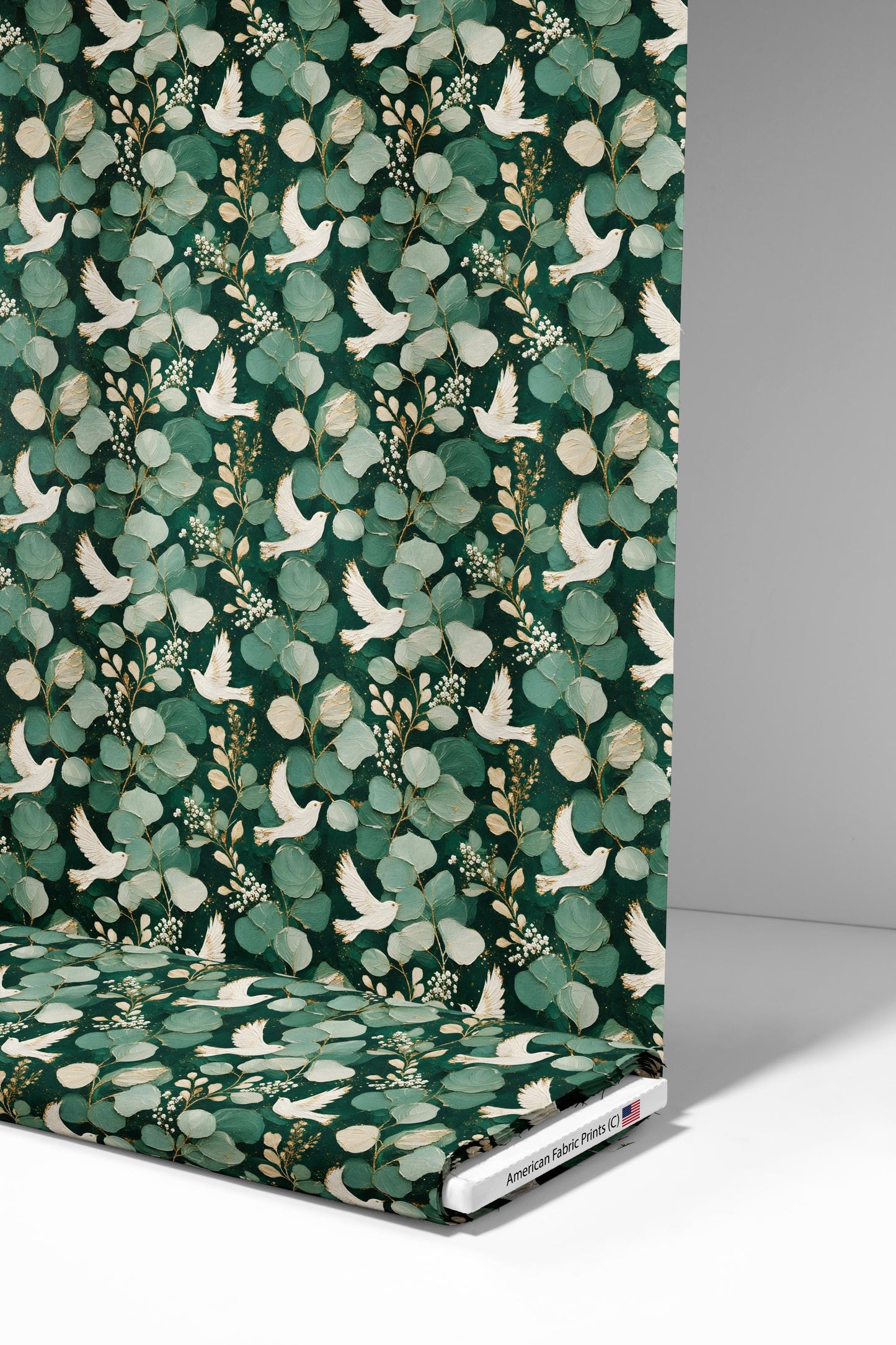 Eucalyptus Doves Fabric - Shop now at American Fabric Prints