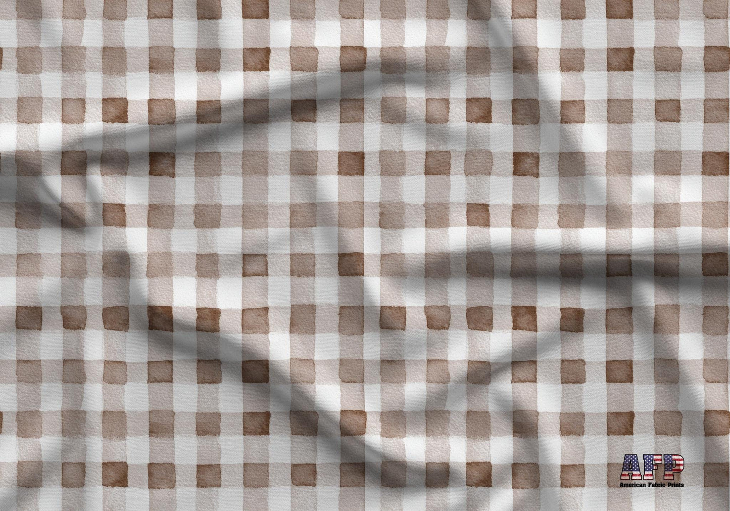 Watercolor Brown Gingham Fabric - Shop now at American Fabric Prints