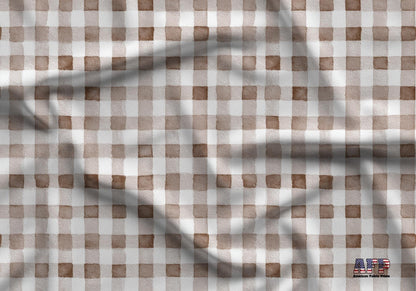 Watercolor Brown Gingham Fabric - Shop now at American Fabric Prints