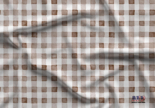 Watercolor Brown Gingham Fabric - Shop now at American Fabric Prints