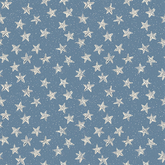 Blue Coastal Cowgirl Starfish Fabric - Shop now at American Fabric Prints