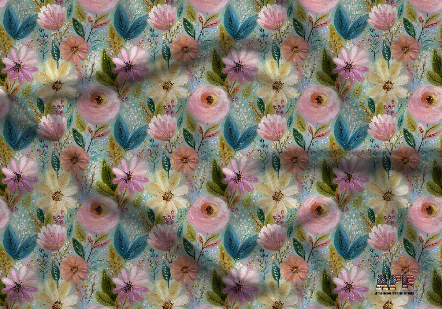 Boho Painted Flowers Fabric - Shop now at American Fabric Prints