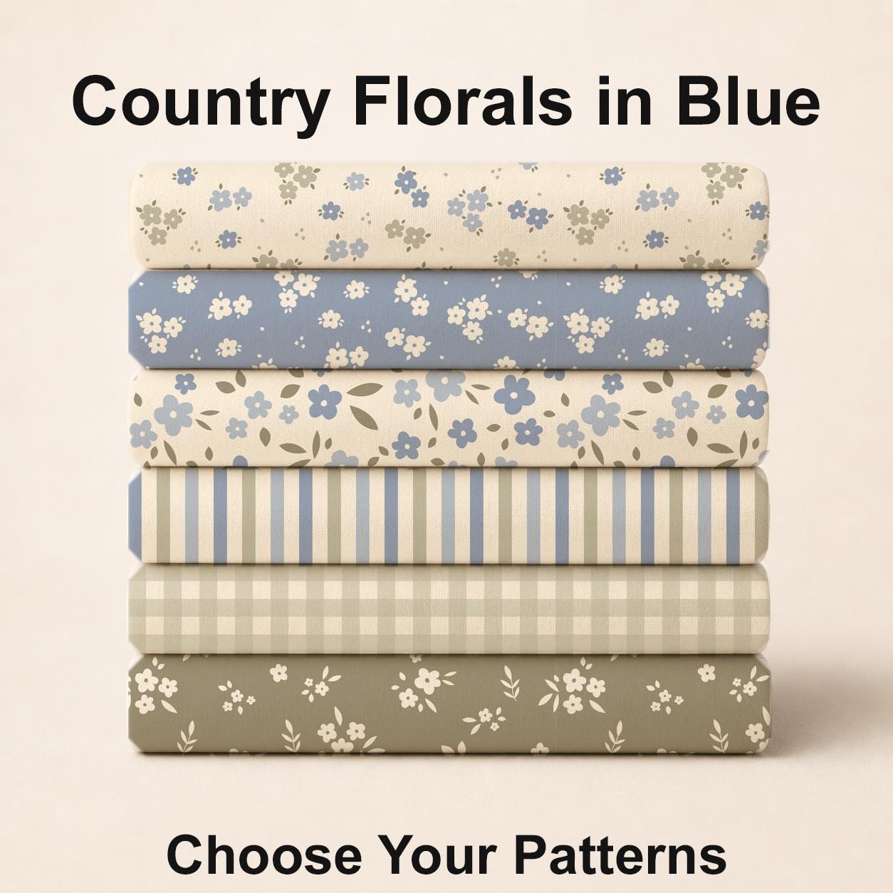 Country Florals in Blue Fabric Bundle Set - Shop now at American Fabric Prints
