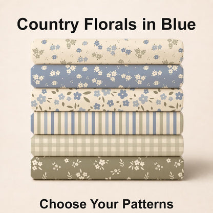 Country Florals in Blue Fabric Bundle Set - Shop now at American Fabric Prints