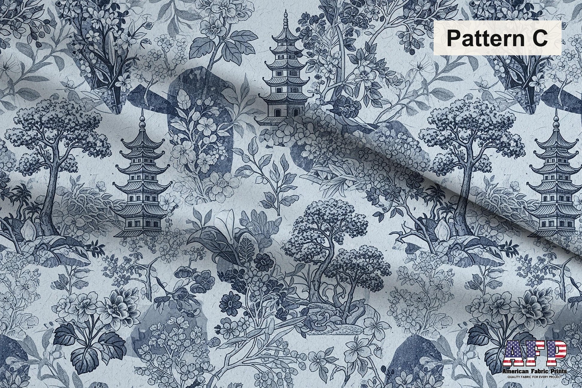 Blue French Toile 2 Fabric Bundle Set - Shop now at American Fabric Prints