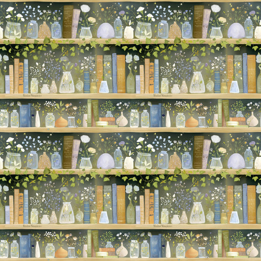 Cottagecore Book Shelves Fabric - Shop now at American Fabric Prints