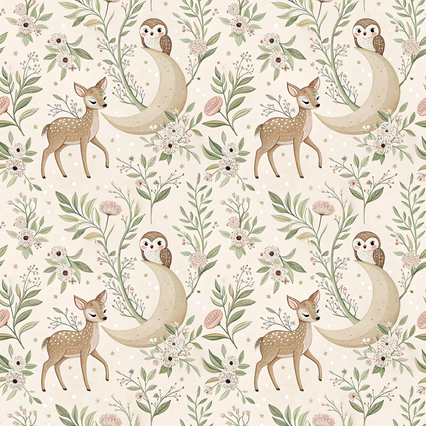 Deer+Owl Fabric - Shop now at American Fabric Prints