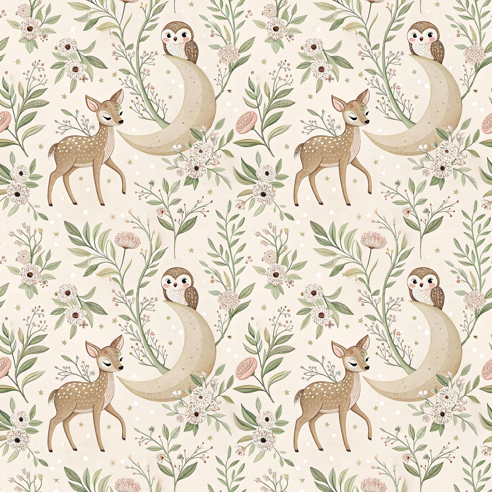Deer+Owl Fabric - Shop now at American Fabric Prints